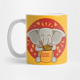 African Bush Elephant eating noodles, African Forest Elephant, elephant life, elephant wildlife, cute animal friendly, elephant for kids, nursery elephant Mug